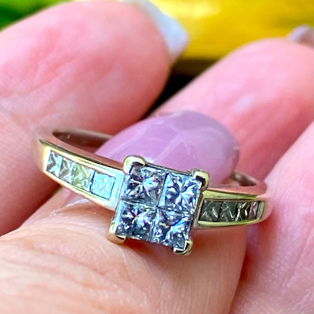 DIAMOND RING SIZE 7, WHITE GOLD 14K